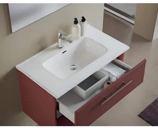 Mobile bagno sospeso 82 cm Ruggine Opaco con specchio e lavabo - MAYA1