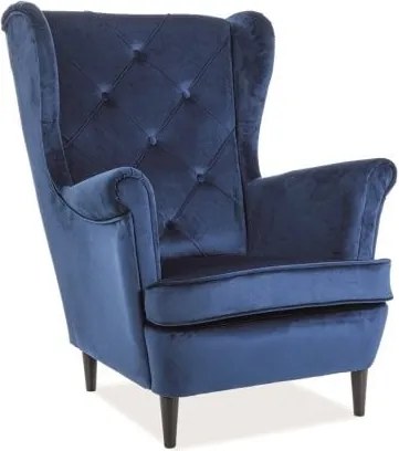 Poltrona Lady in velluto blu navy Blu86/wenge