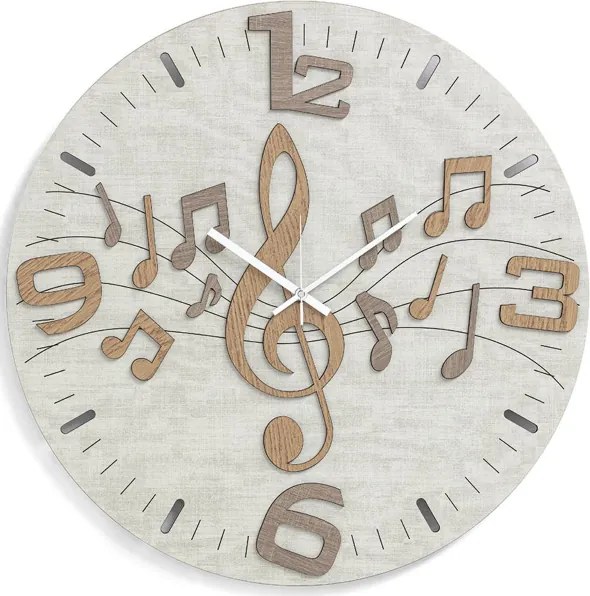 Orologio da parete moderno D30 cm MUSIC in legno laminato TRS