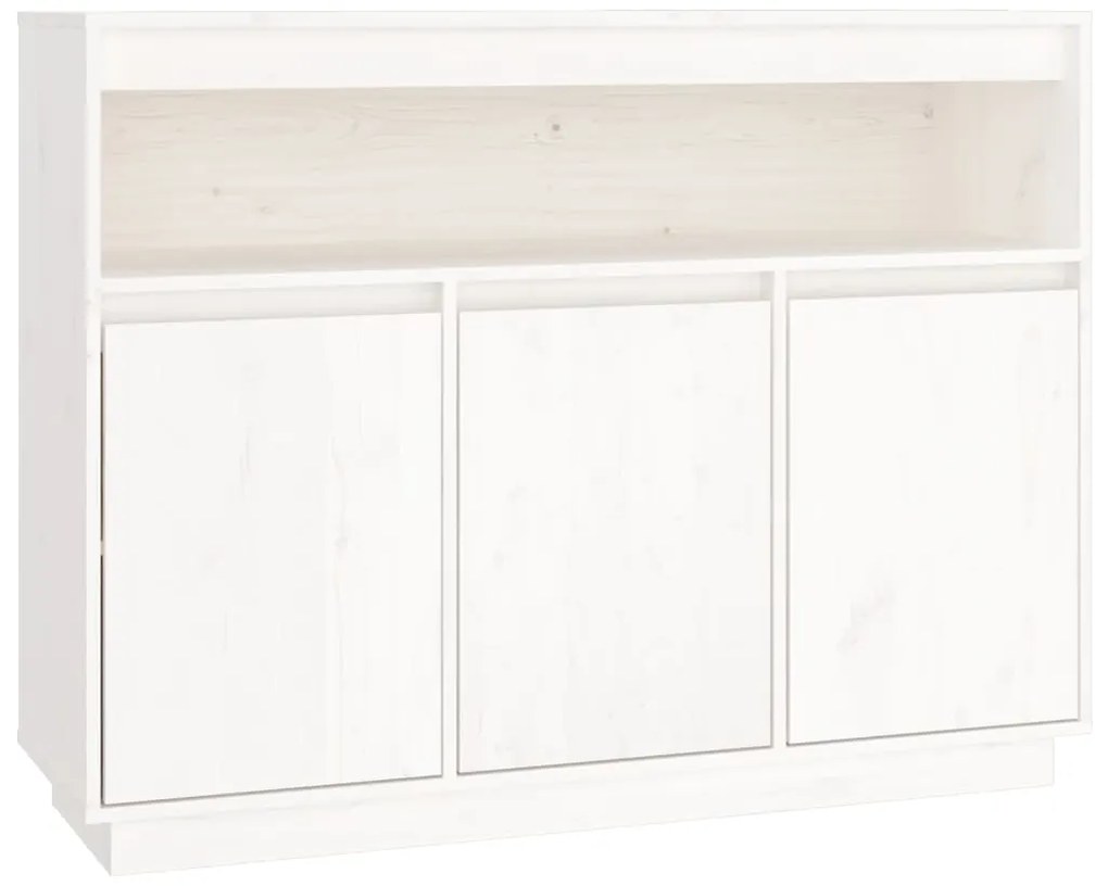 Credenza bianca 104,5x34x80 cm in legno massello di pino