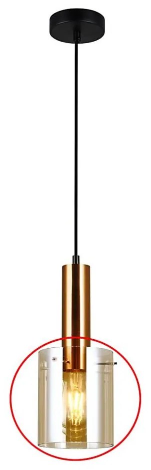 ITALUX - Vetro di ricambio per lampadario SARDO E27, marrone fumé