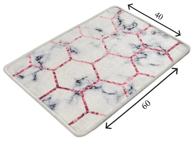 Tappetino da bagno bianco/grigio 60x40 cm Honeycomb - Foutastic