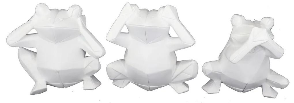 Statua Decorativa DKD Home Decor Bianco Resina Rana Moderno (18,5 x 13 x 17,8 cm) (3 Unità)