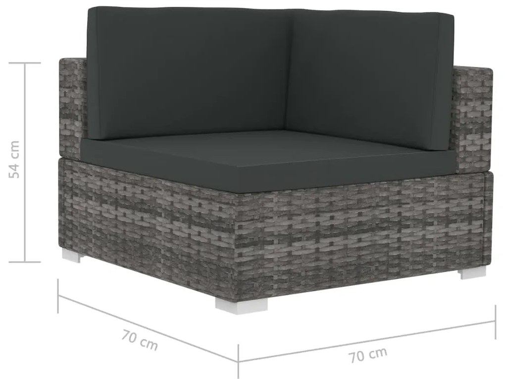 Poltrone modulari ad angolo con cuscini 2 pz polyrattan grigio