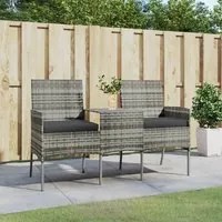 Divano da Giardino 2 Posti con Tavolino in Polyrattan Antracite cod mxl 70764