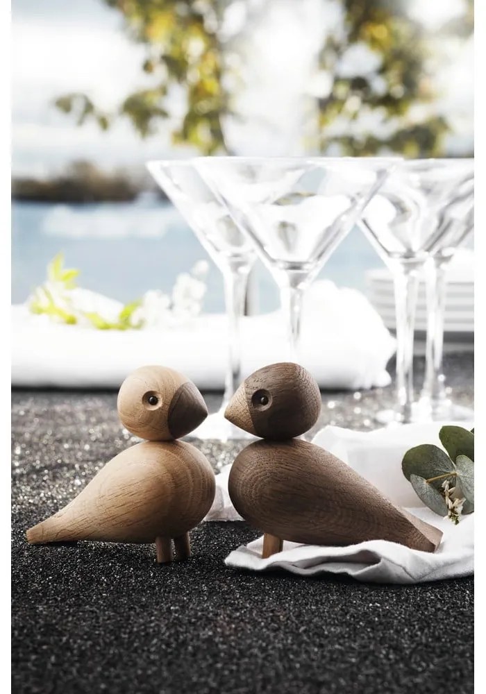 Statuette in set di 2 pezzi in legno di quercia Lovebirds - Kay Bojesen Denmark