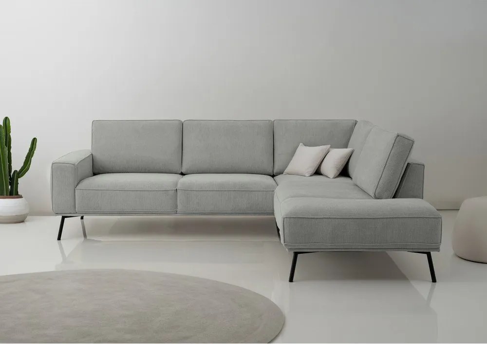 Divano angolare grigio chiaro (con penisola a destra/a L) con rivestimento in ciniglia Amsterdam – Scandic