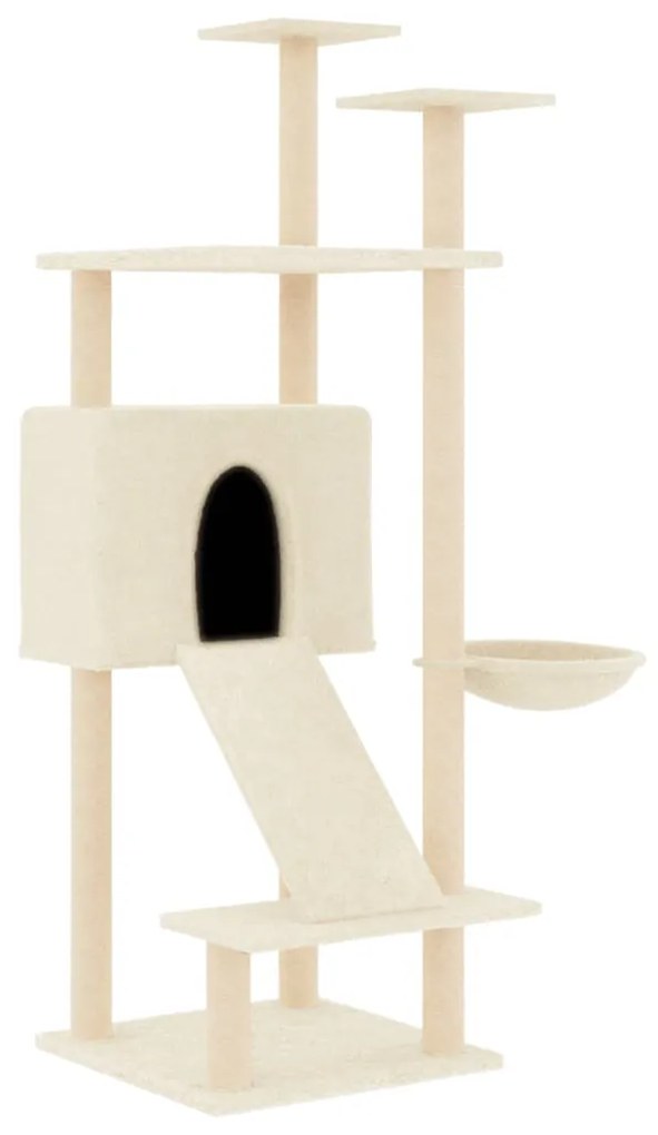 Albero per gatti con tiragraffi in sisal crema 153 cm