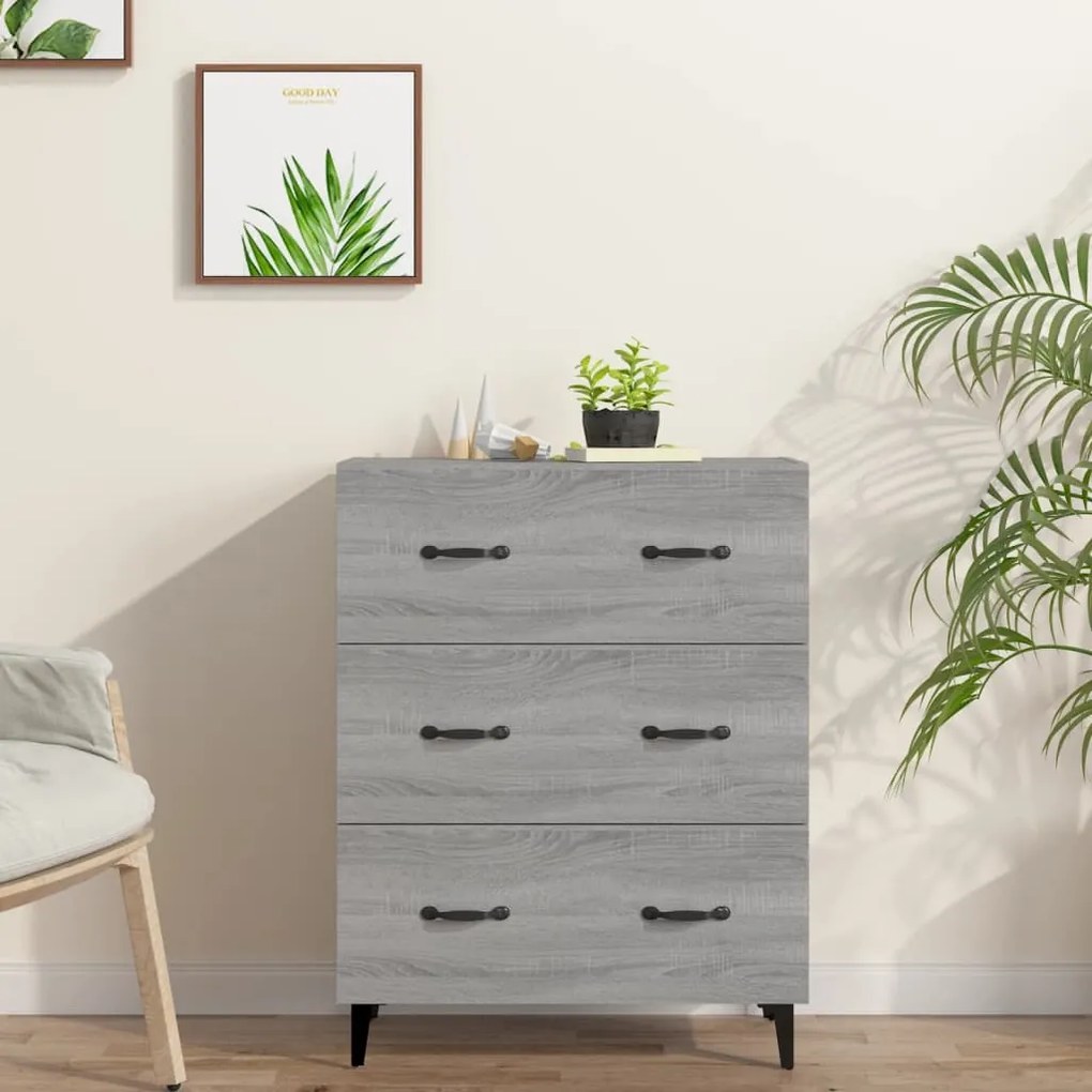 Credenza grigio sonoma 69,5x34x90 cm in legno multistrato