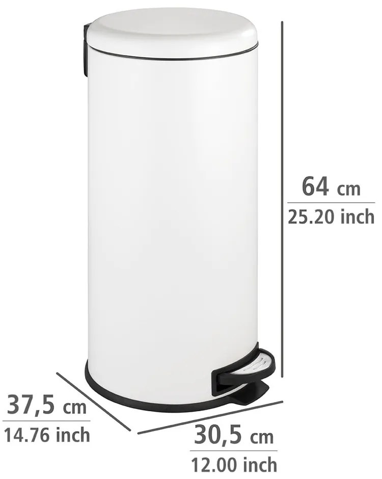 Bidone per rifiuti in acciaio bianco da 30 l Leman - Wenko