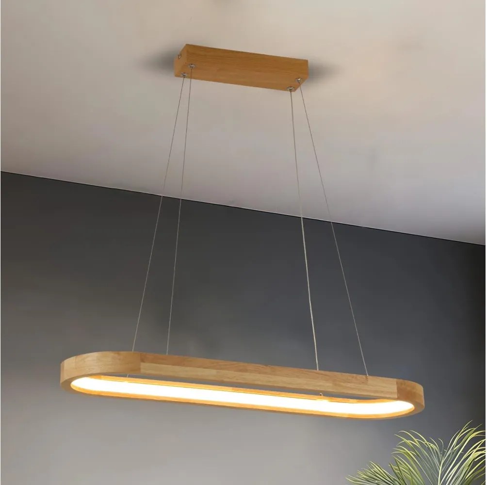 Brilagi - Lampada a sospensione su cavo UMEA WOOD LED/30W/230V 70x20 cm legno