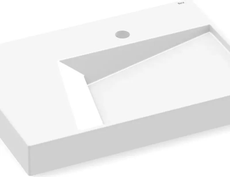 Lavabo da appoggio Horizon geometric ROCA rettangolare in ceramica bianco piletta inclusa