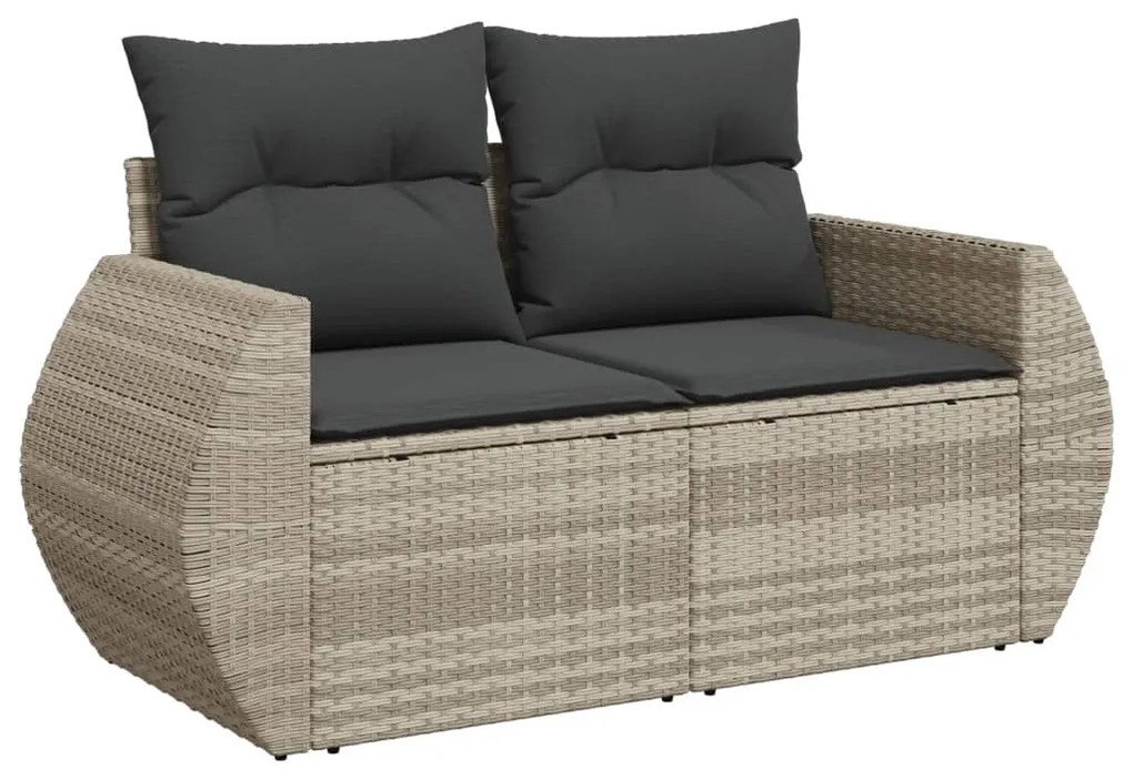 Set divano da giardino 5pz con cuscini grigio chiaro polyrattan