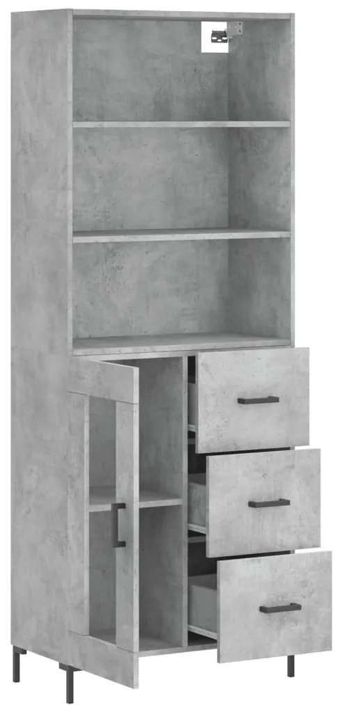 Credenza grigio cemento 69,5x34x180 cm in legno multistrato