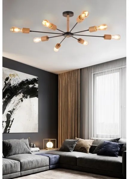 Top Light Star 8 - Lampadario a sospensione con supporto rigido STAR 8xE27/40W/230V pino