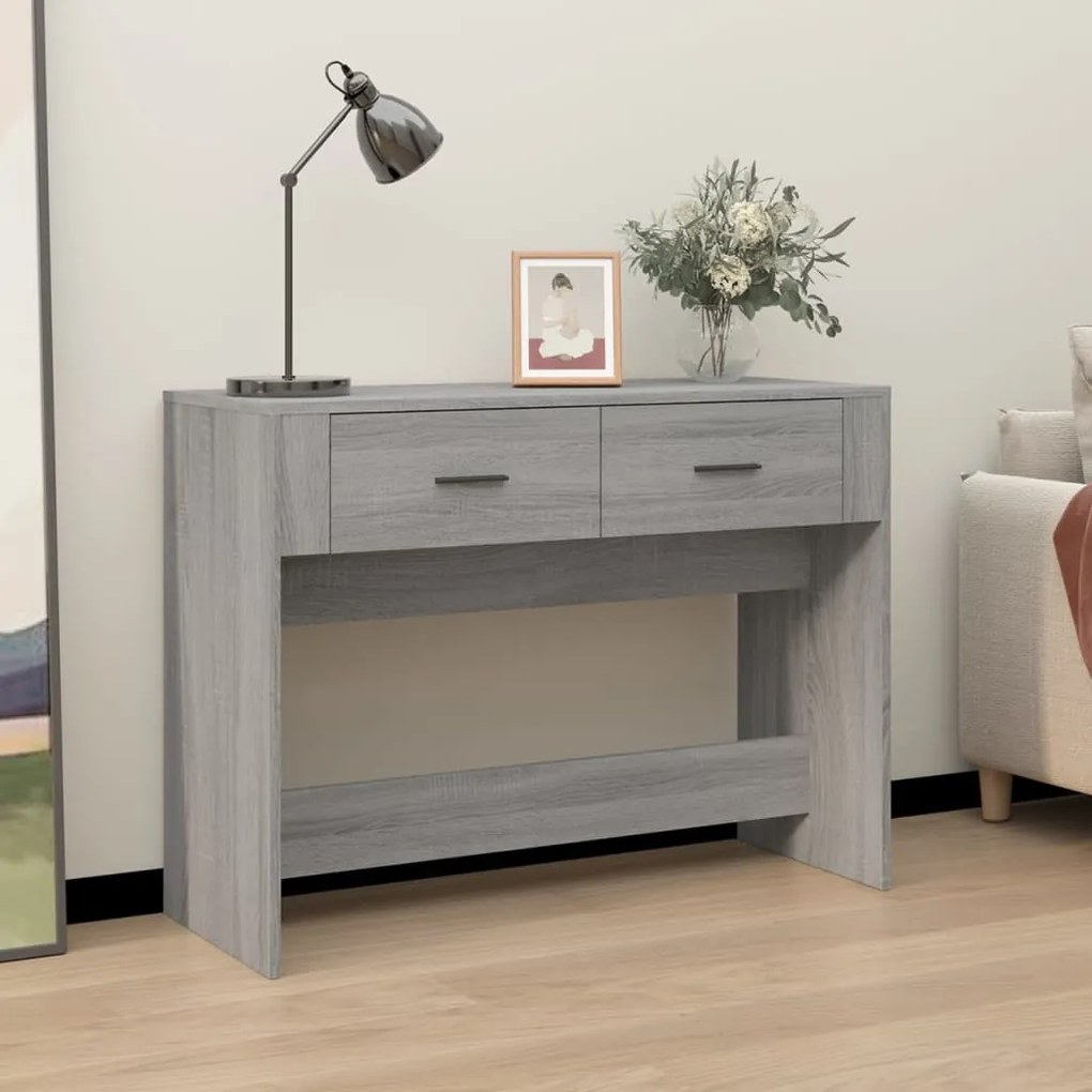 Tavolo Consolle Grigio Sonoma 100x39x75 Cm İn Legno Multistrato /
