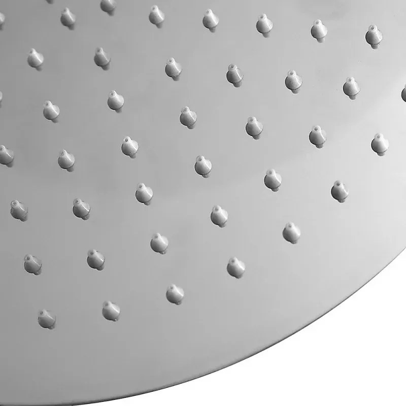 Set doccia cromo con braccio tondo 40cm + soffione 25 cm acciaio cromo