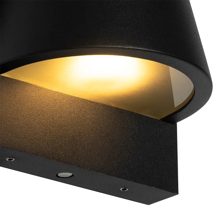 Lampada da parete per esterni nera IP44 con sensore crepuscolare - Femke