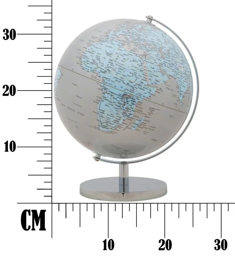 Mappamondo Argento Elegante Ø 25x34 cm