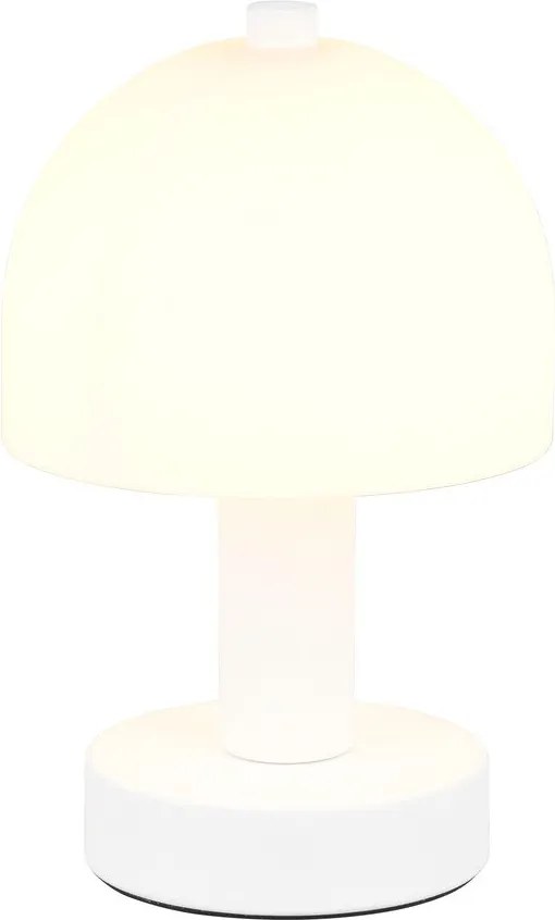 Lampada da tavolo bianca con paralume in vetro (altezza totale 19 cm) Glenn – Trio