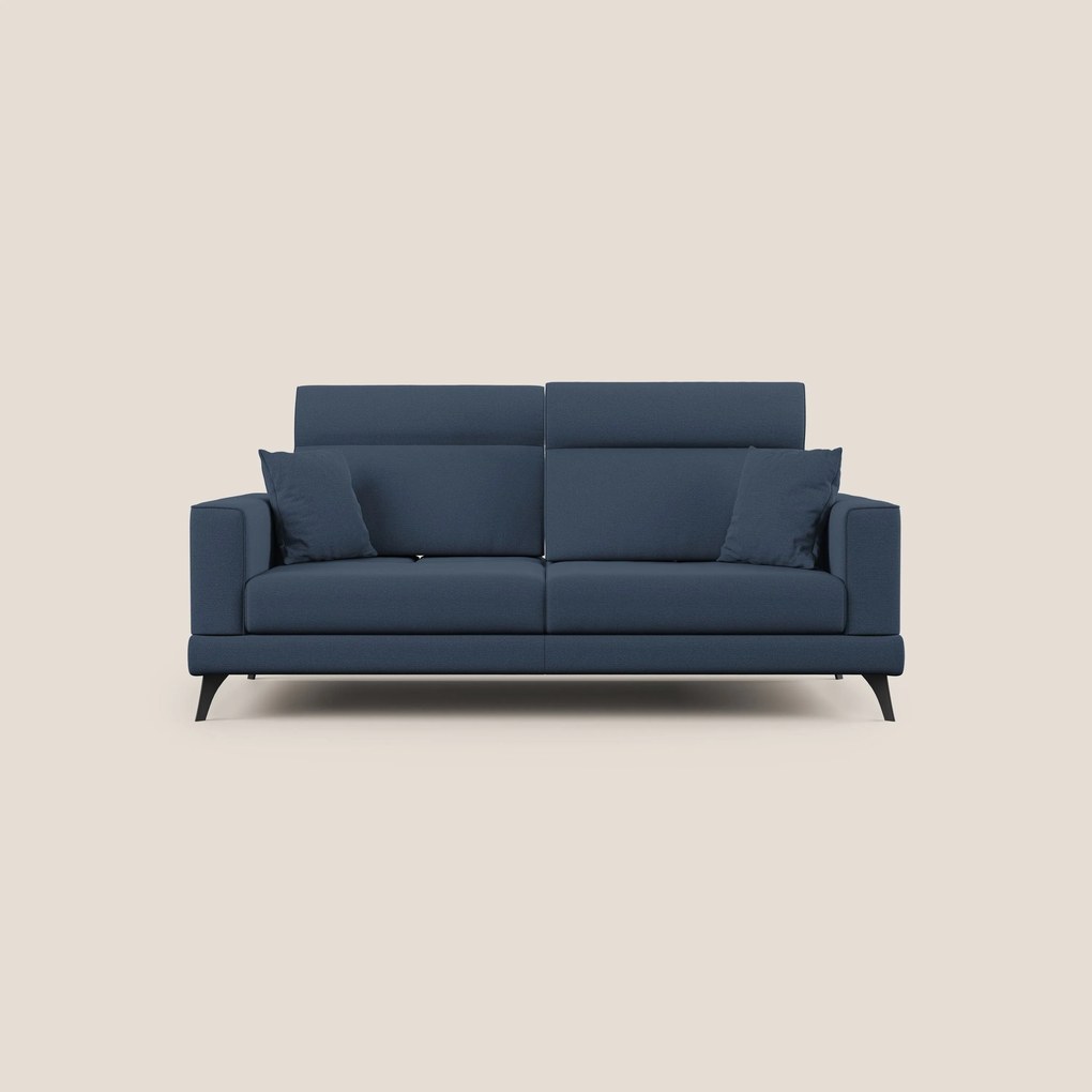 Slide Divano con schienali traslanti e poggiatesta in tessuto simil cotone impermeabile T19 blu
