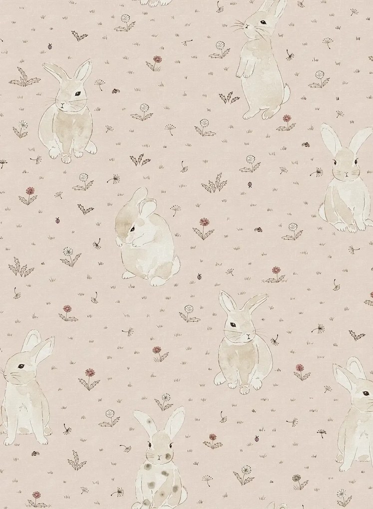Rebel Walls Tapete Bunny Field - Pink