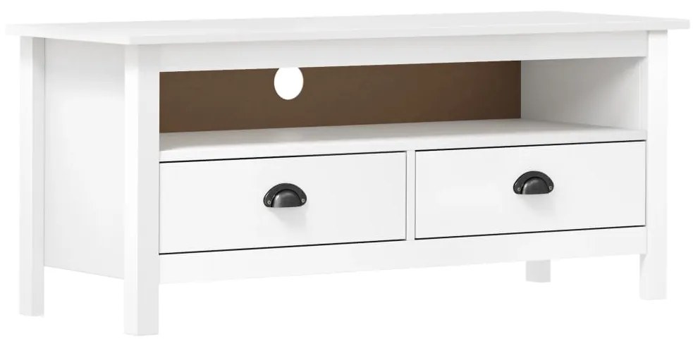 Mobile Porta Tv Hill Bianco 110x40x47 Cm İn Legno Di Pino /