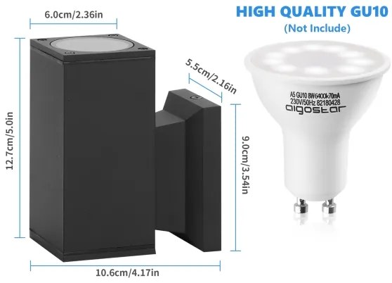 Aigostar - Applique da esterno 1xGU10/230V nero IP65 quadrato