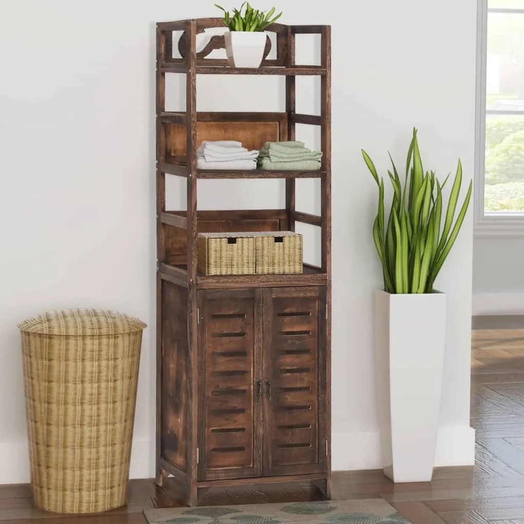 Vetrina Marrone Scuro 46x24x140 Cm Legno Massello Di Paulonia /