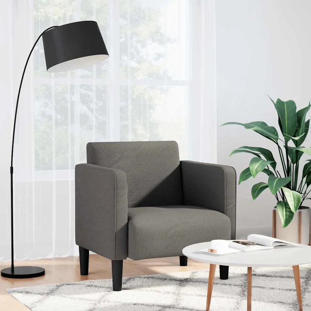 Divano Sedia Con Braccioli Grigio Chiaro 54 Cm Tessuto A Coste /
