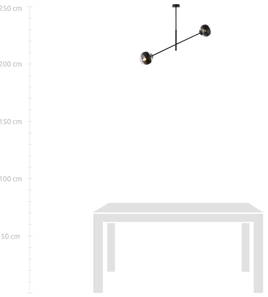 Lampadario Contemporaneo Yama Acciaio Nero 2 Luci E14 Ip20