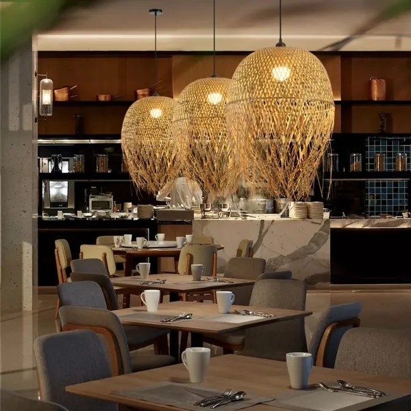 Immax 08271L - Lampadario a sospensione con filo HILO 1xE27/40W/230V diametro 45 cm bambù