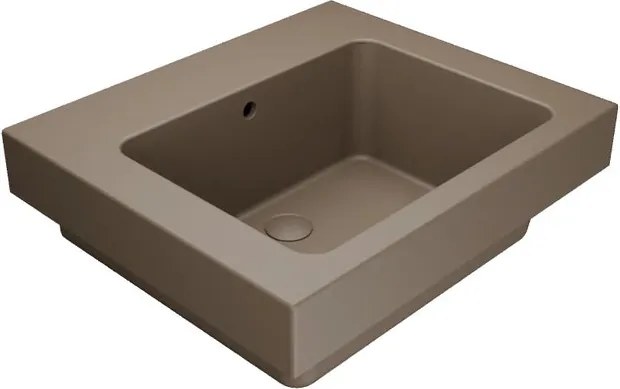 Lavabo a incasso e d'appoggio rettangolare vasca centrale Alaqua L 60 x H 25 x P 21 cm in ceramica marrone opaco