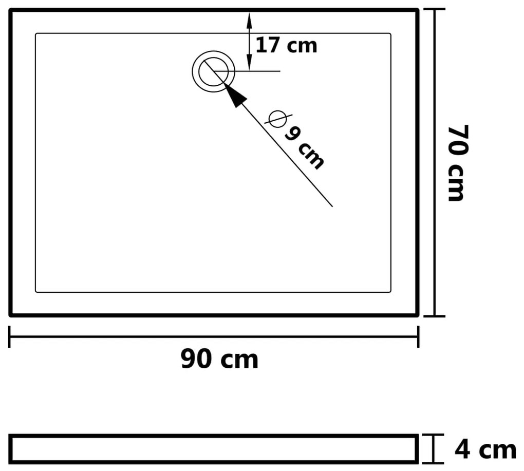 Piatto Doccia con Superficie Puntinata Bianco 90x70x4 cm in ABS