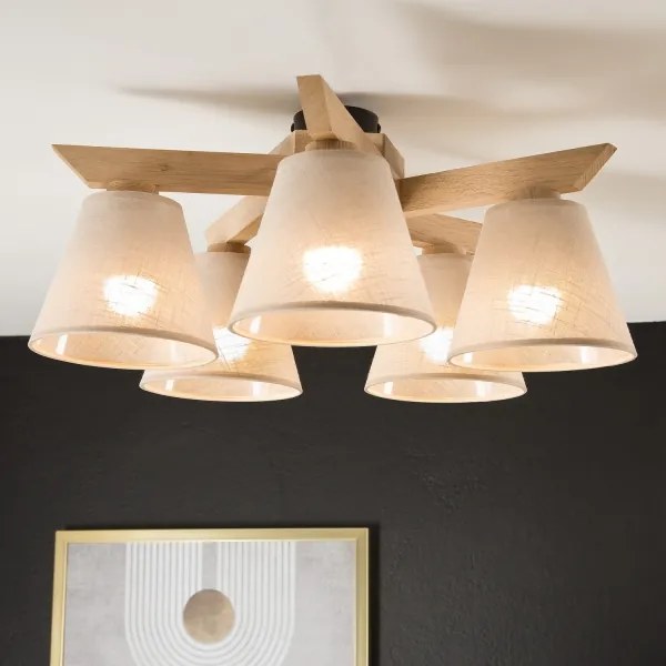 Plafoniera ANTONIO 5xE14/40W/230V rovere