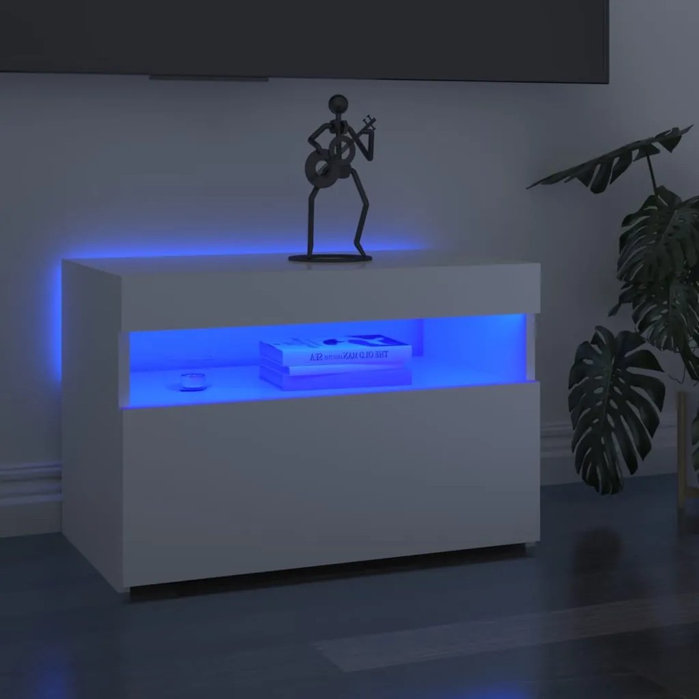 Mobile Porta Tv Con Luci Led Bianco Lucido 60x35x40 Cm /