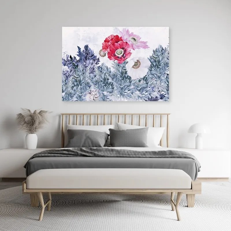 Quadro su tela, Poppies dipinti in giardino  Dimensioni 60x40