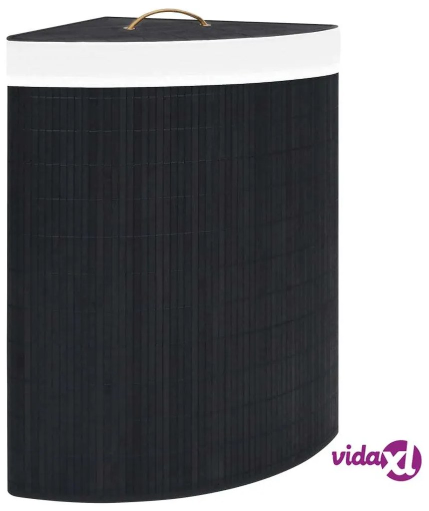 vidaXL Cesto Portabiancheria Angolare in Bambù Nero 60 L