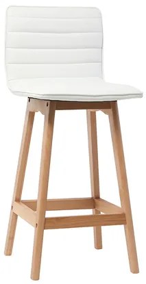 Sgabello da bar design legno e similpelle bianco 65cm set di 2 EMMA