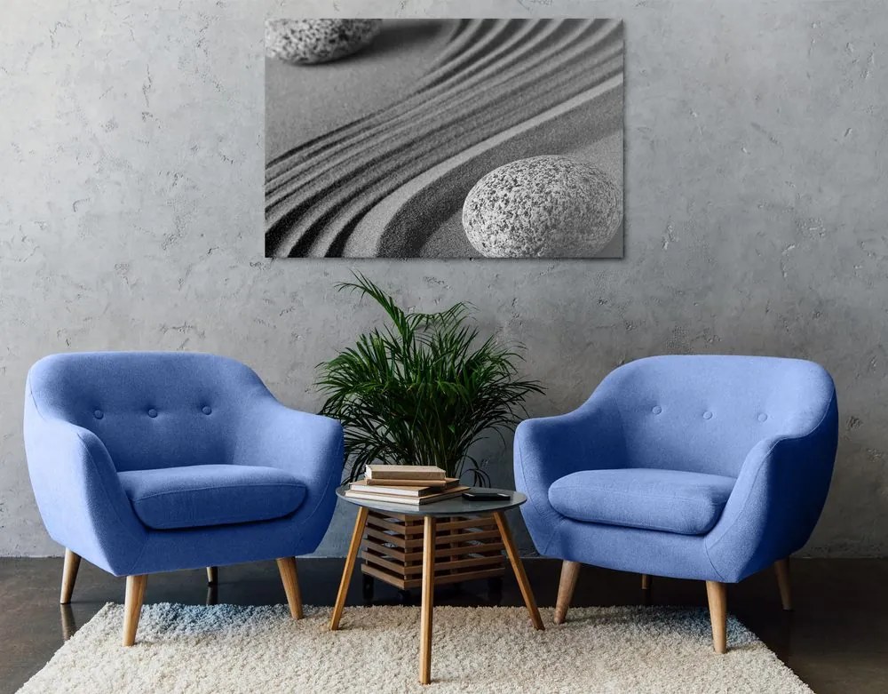 Quadro su tela – Pietre Yin e Yang in bianco e nero