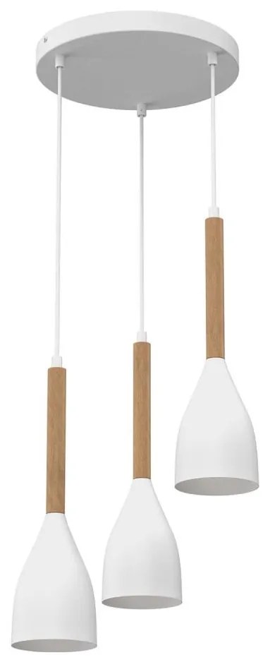 Lampadario a sospensione con filo MUZA NEW 3xE27/60W/230V faggio/bianco