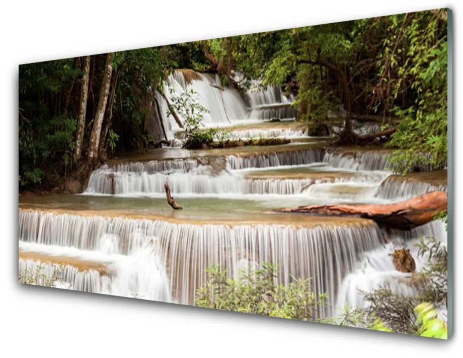 Quadro acrilico Cascata della natura della foresta 100x50 cm