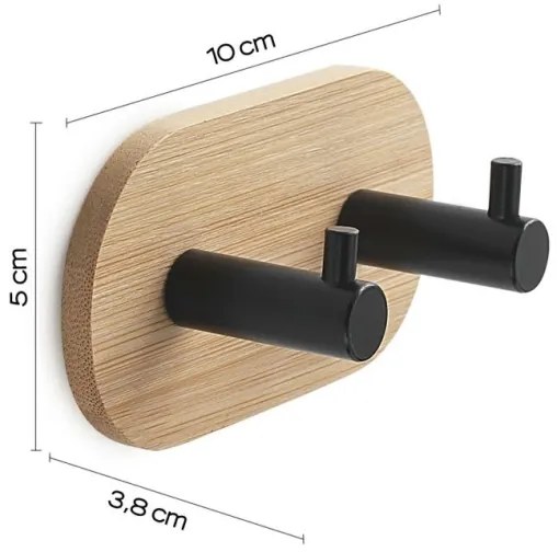 Gedy - Autoadesivo muro asciugamano appendino HIMALAYA nero/bambù