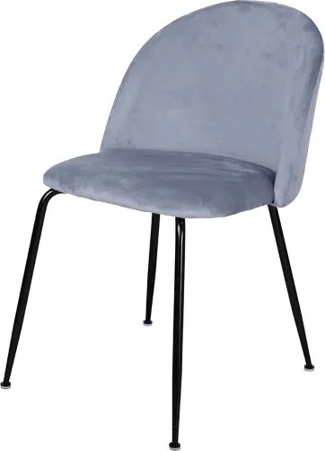 Sedia da pranzo in velluto Grigio Balena con gambe in metallo Nero - PARIS 2 sedie