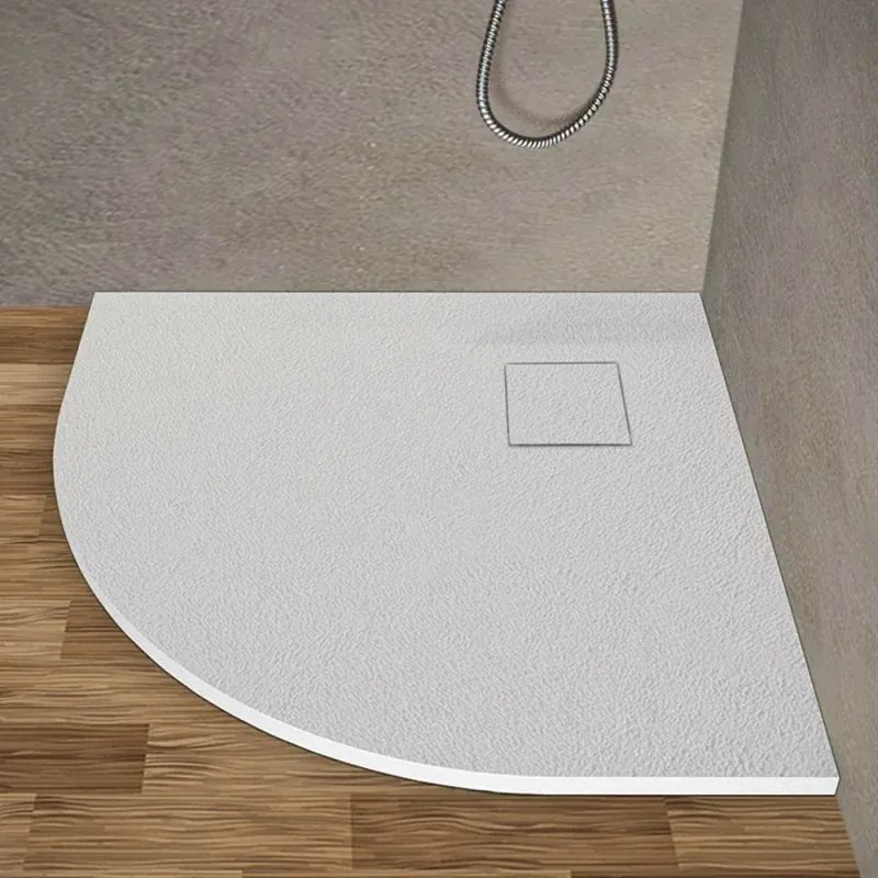 Piatto doccia 90x90 semicircolare bianco pietra in resina riducibile Agorà