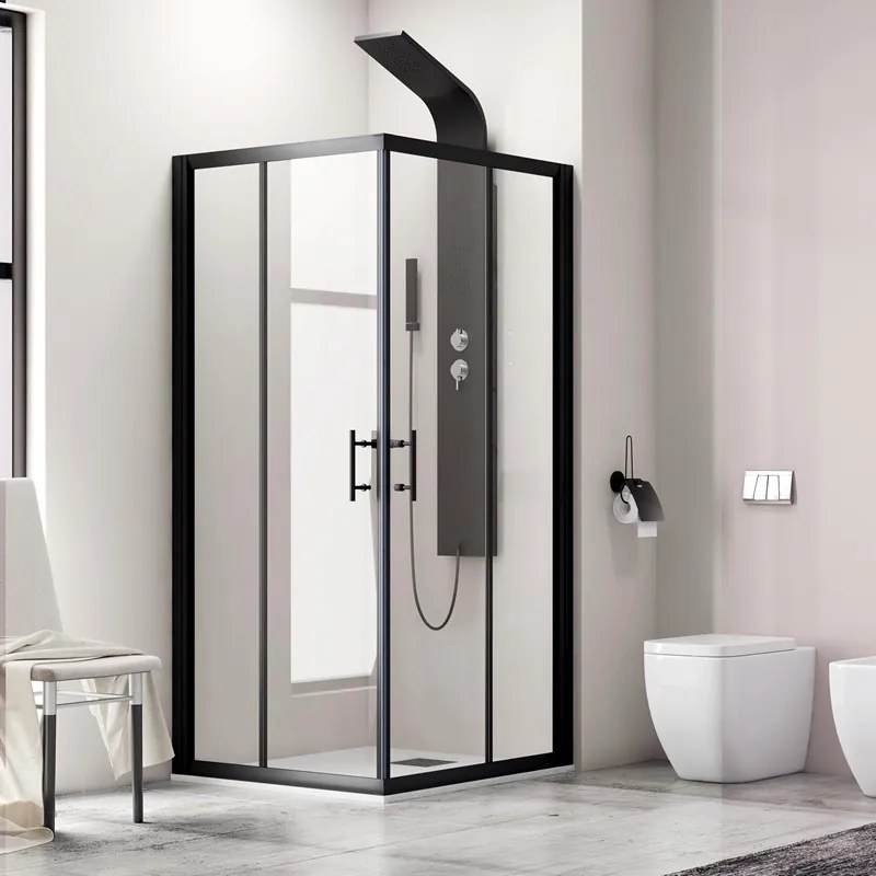 Cabina doccia 120x100cm finitura nera mat modello KF1000B - KAMALU