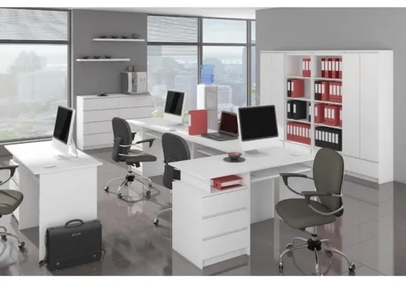 Cassettiera Moderna 60x40x130 Cm 6 Cassetti Bianco Opaco Artika