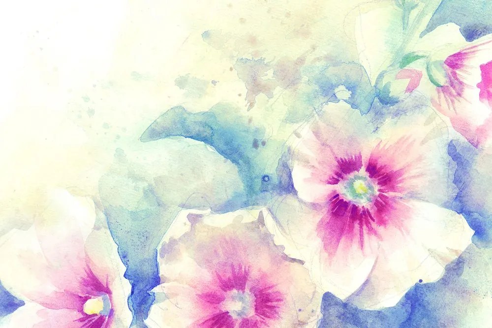 Quadro su tela – Illustrazione acquerello di fiori rosa