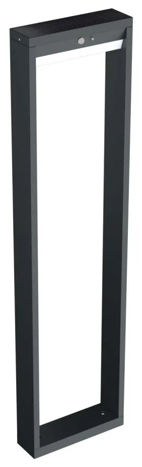 Paletto da giardino Solare Nero con Sensore di Mov. 80cm serie VELA Colore Bianco Naturale 4.000K