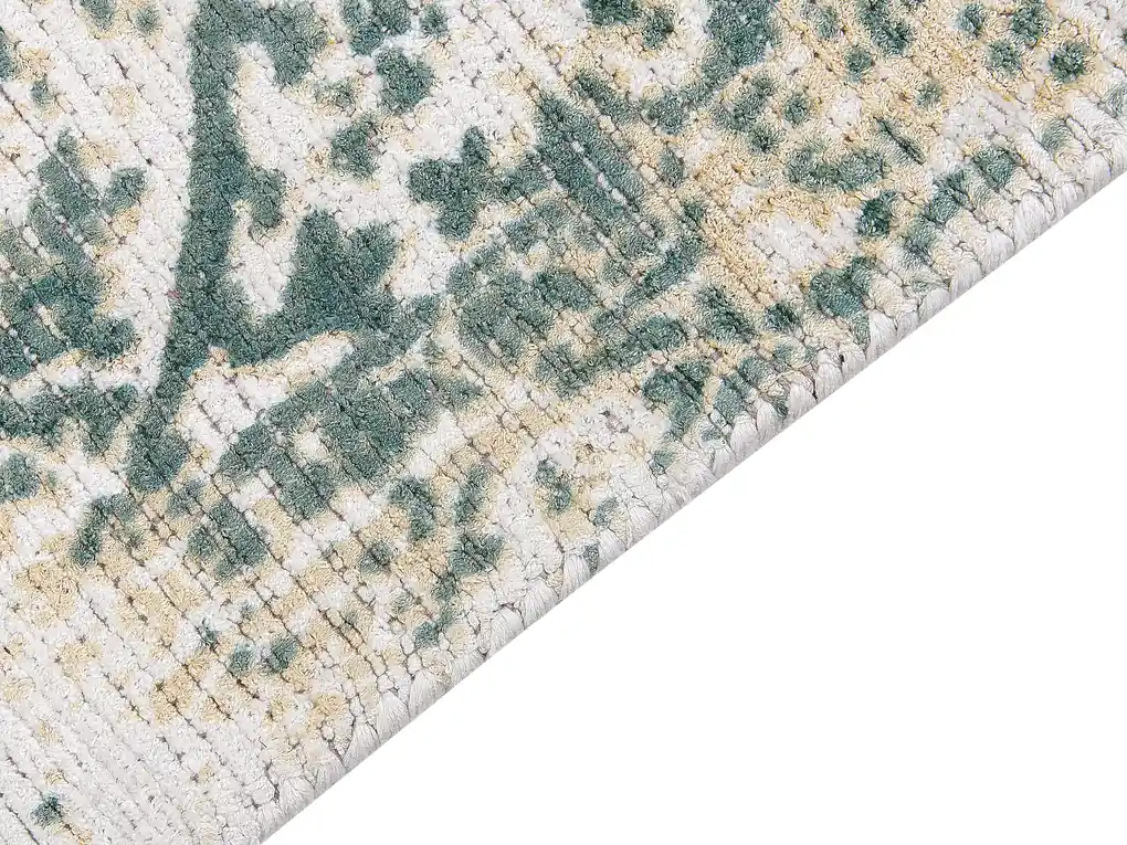 Tappeto viscosa beige chiaro verde e senape 80 x 150 cm BOYALI